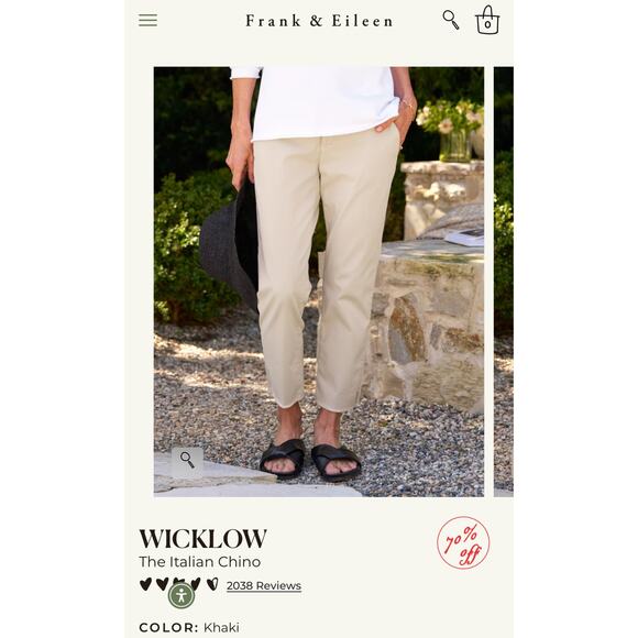 Frank & Eileen Wicklow Chino women’s sz 8 khaki excellent condition - Picture 1 of 9